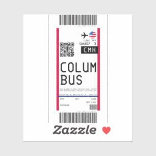 Boardingpass till Columbus (CMH) Klistermärken