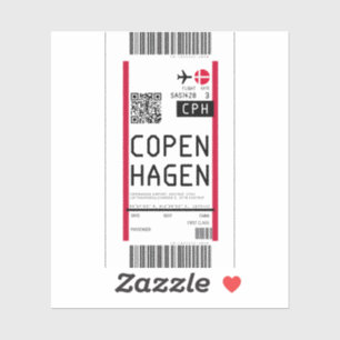 Boardingpass till Köpenhamn (CPH) Klistermärken
