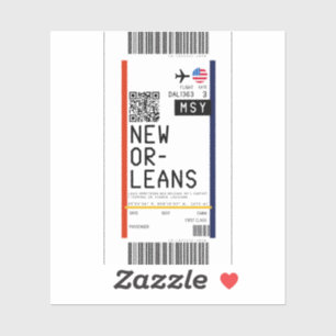 Boardingpass till New Orleans (MSY) Klistermärken