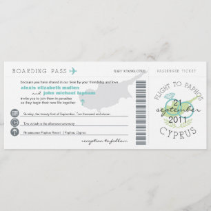 Boardingpass till Paphos Cypern-inbjudan Inbjudningar