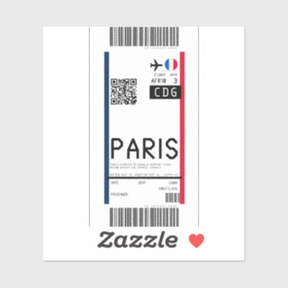 Boardingpass till Paris (CDG) Klistermärken