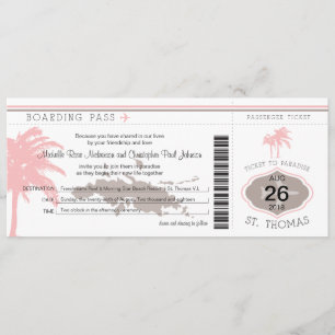 Boardingpass till St Thomas Brown & Rosa Inbjudningar