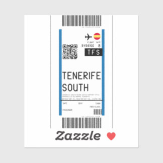 Boardingpass till Teneriffa (södra TFS) Klistermärken