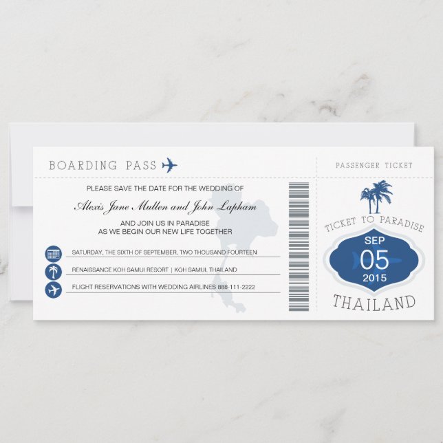 Boardingpass till Thailand Spara datum Spara Datumet (Framsida)