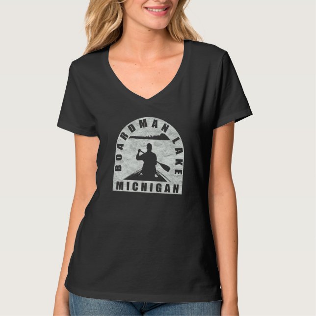 Boardman Lake Kanotpaddling Michigan T Shirt (Framsida)