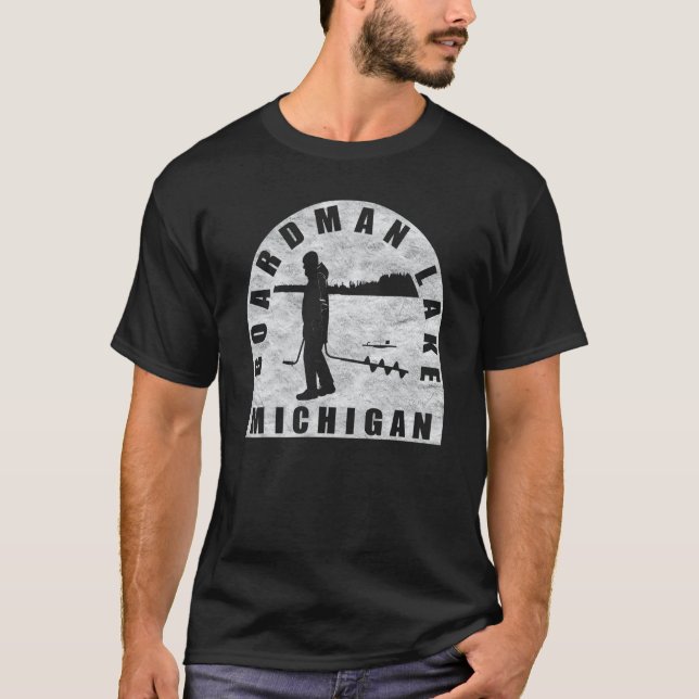 Boardman Sjö Ice Fishing Michigan T Shirt (Framsida)