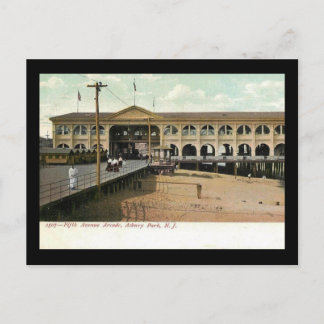 Boardpromenad Arcade, Asbury Park, NJ 1907 Vintage Vykort