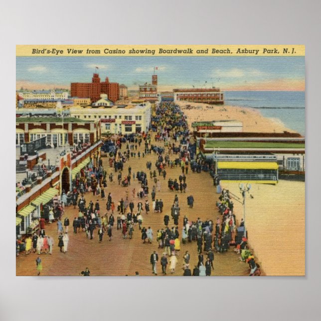 Boardpromenad, Asbury Park, New jersey Vintage Poster (Framsidan)