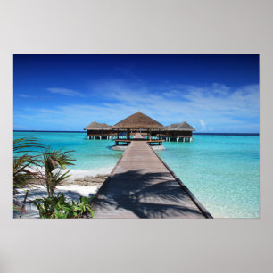 Boardpromenad, Dock till Cabanas, Beach, Ocean, Ma Poster