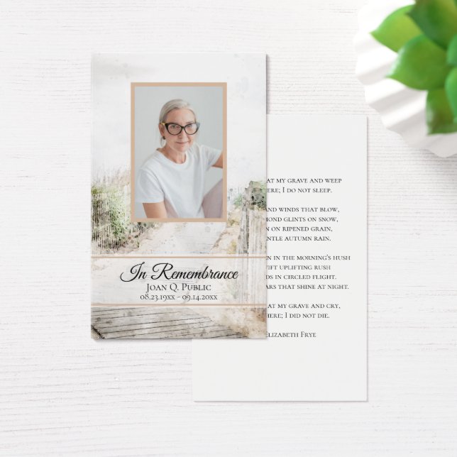 Boardpromenad till Beach Funeral Service Memorial  Visitkort (Skivbord)