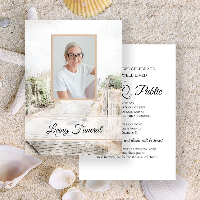 Boardpromenad till Beach Living Funeral Party Inbjudningar (Skapare uppladdad)