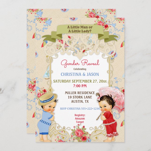 Boardpromenad Victoriana Beach Summer Gender Revea Inbjudningar (Fram/baksida)