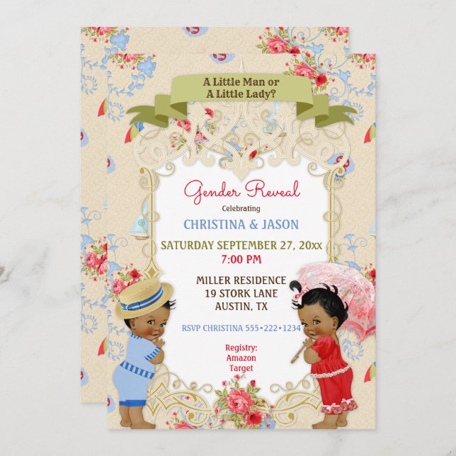 Boardpromenad Victoriana Beach Summer Gender Revea Inbjudningar (Fram/baksida)