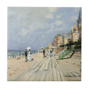 Boardpromenaden vid Trouville av Claude Monet Kakelplatta