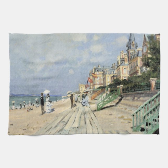 Boardpromenaden vid Trouville av Claude Monet Kökshandduk (Horisontell)