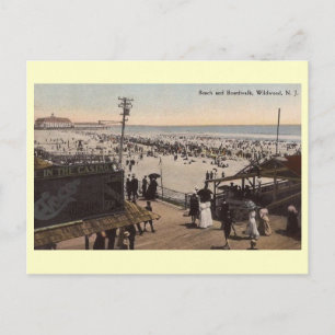 Boardpromenadscenen, Wildwood, New jersey Vintage Vykort