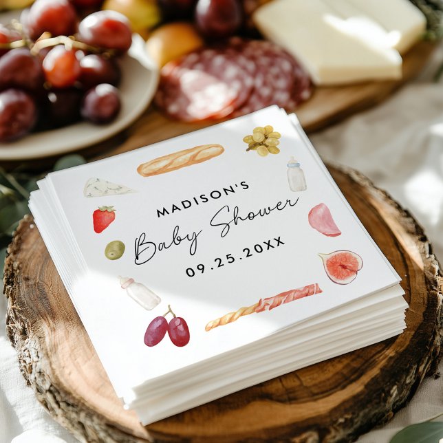 Boards and Bottles Charcuterie Baby Shower Pappersservett (Skapare uppladdad)
