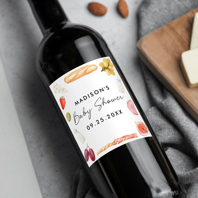 Boards and Bottles Charcuterie Baby Shower Vinflaska Etikett (Skapare uppladdad)