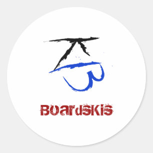 BoardsKis - Emblem Sticker (vit) Runt Klistermärke