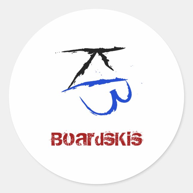 BoardsKis - Emblem Sticker (vit) Runt Klistermärke (Framsida)