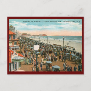 Boardwalevy, Atlantic City NJ Vintage Vykort