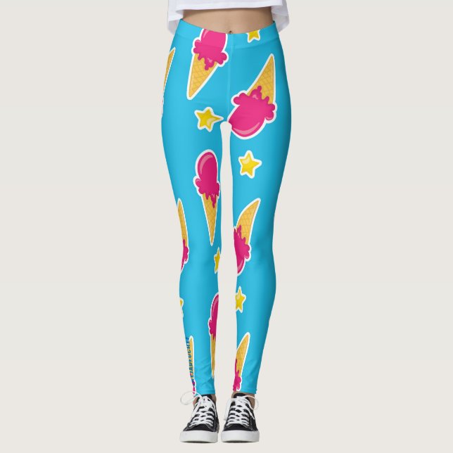 Boardwalk Bliss: Ice Cream & Stars Leggings (Framsida)