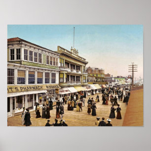 Boardwalk på Atlantic City, 1900 Poster