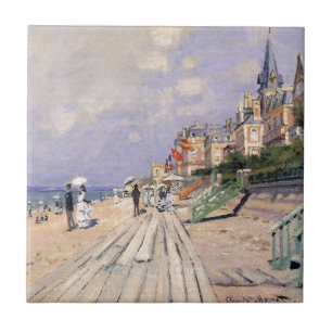 Boardwalken på Trouville Claude Monet Kakelplatta