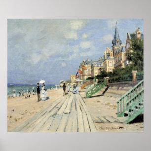 Boardwalken på Trouville vid Claude Monet Poster