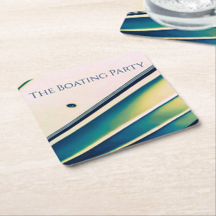 Boat Abstrakt i Blue Papper Underlägg Kvadrat