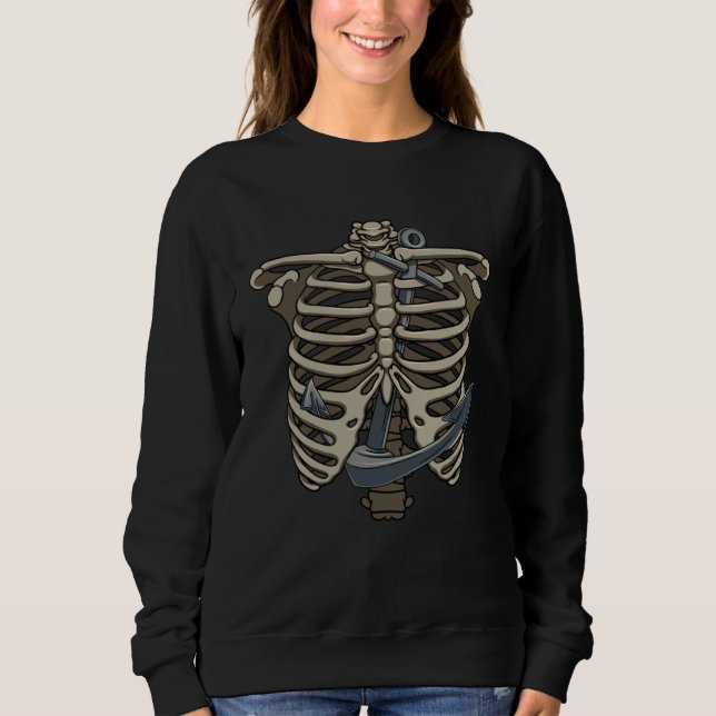 Boat Anchor and Rib Cage Boat Owners Ship Captain  T Shirt (Framsida)