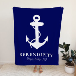 Boat Anchor Personlig Navy Blue Fleecefilt