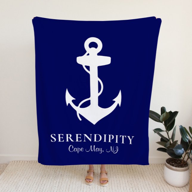 Boat Anchor Personlig Navy Blue Fleecefilt (Skapare uppladdad)