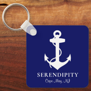 Boat Anchor Personlig Navy Blue Nyckelring
