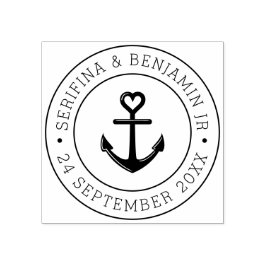 Boat Anchor Romantic Nautical Bröllop Round Stämpel