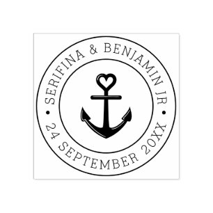 Boat Anchor Romantic Nautical Bröllop Rund Stämpel