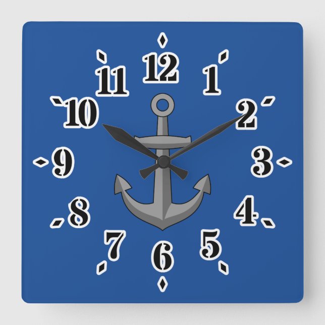 Boat Anchor-Tecknad Fyrkantig Klocka (Framsida)