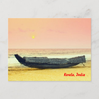 Boat and sunset, Kerala, Indien Vykort