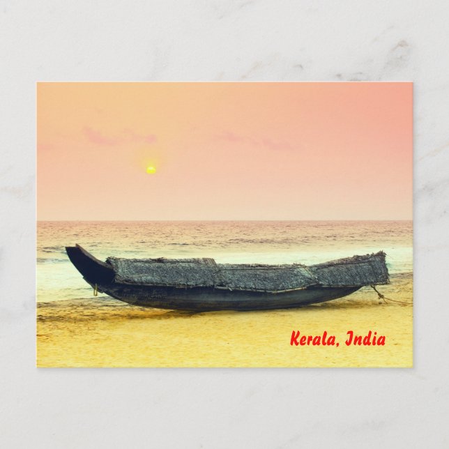 Boat and sunset, Kerala, Indien Vykort (Framsida)