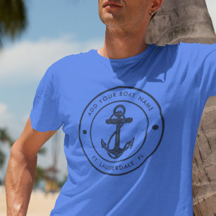 Boat-Anpassningsbarna Namn i Nautical Anchor Boat T Shirt