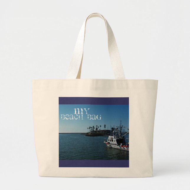 BOAT BEACH BAG,**PERSONALIZE** JUMBO TYGKASSE (Framsidan)