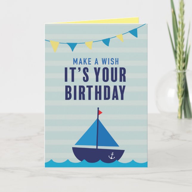 Boat Birthday-hälsningskort Kort (Framsida)