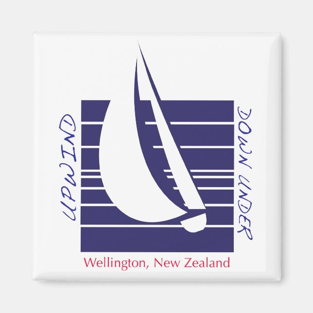 Boat Blue Square_UpDown Wellington-magnet Magnet (Framsidan)
