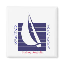 Boat Blue Square_UpDownSydney-magnet