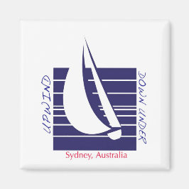 Boat Blue Square_UpDownSydney-magnet Magnet