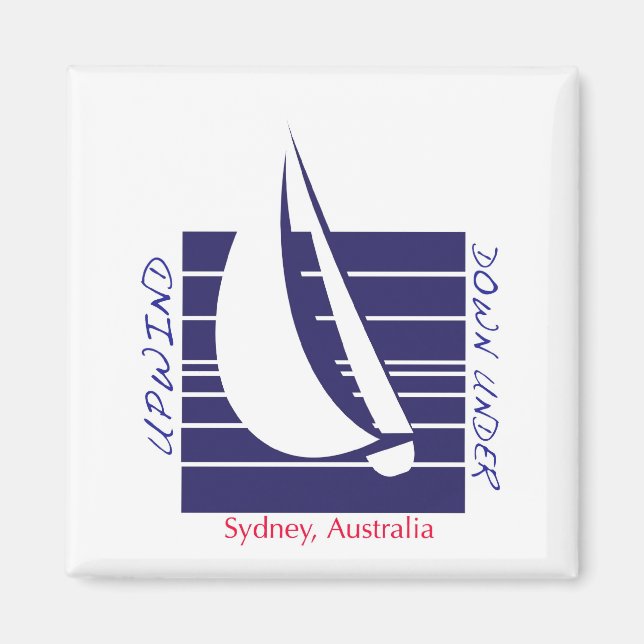 Boat Blue Square_UpDownSydney-magnet Magnet (Framsidan)