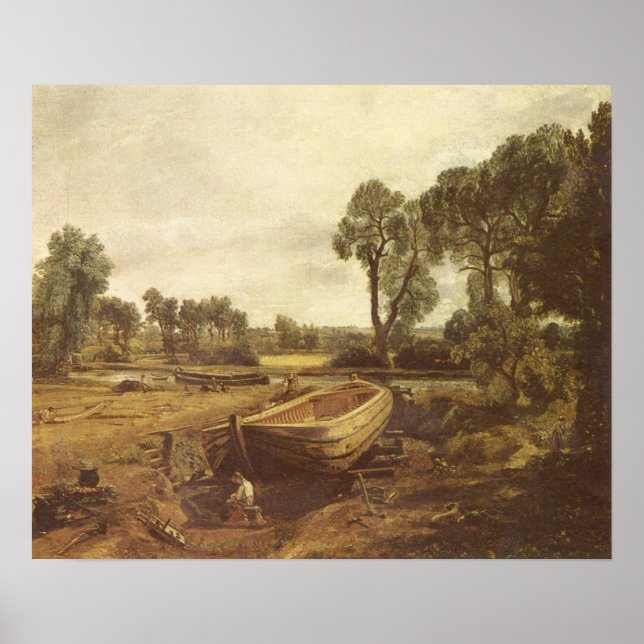 Boat-byggnad nära Flatford Mill, John Constable Poster (Framsidan)