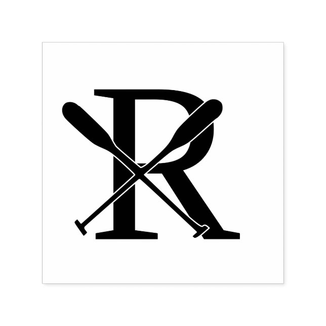 Boat Canoe Oars över ett första monogram med endas Självfärgande Stämpel (Design)