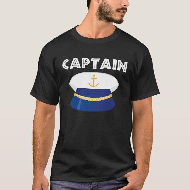 Boat Captain Clothing For Men  Boat Captains Hat T Shirt (Framsida)