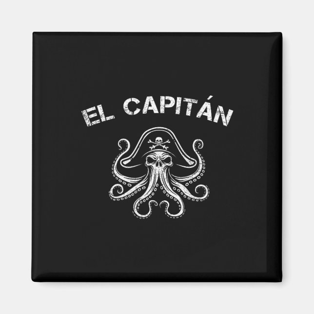 Boat Captain Pontoon Octopus Pirate Nautical Men E Magnet (Framsidan)